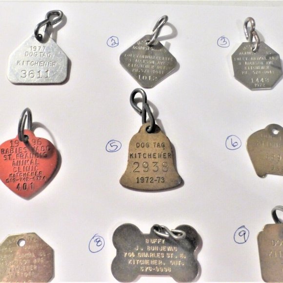 Kitchener DOG TAGS Pet ID Kitchener Dog Tag Vintage Dog Tag Pet Vintage Necklace - Picture 1 of 10